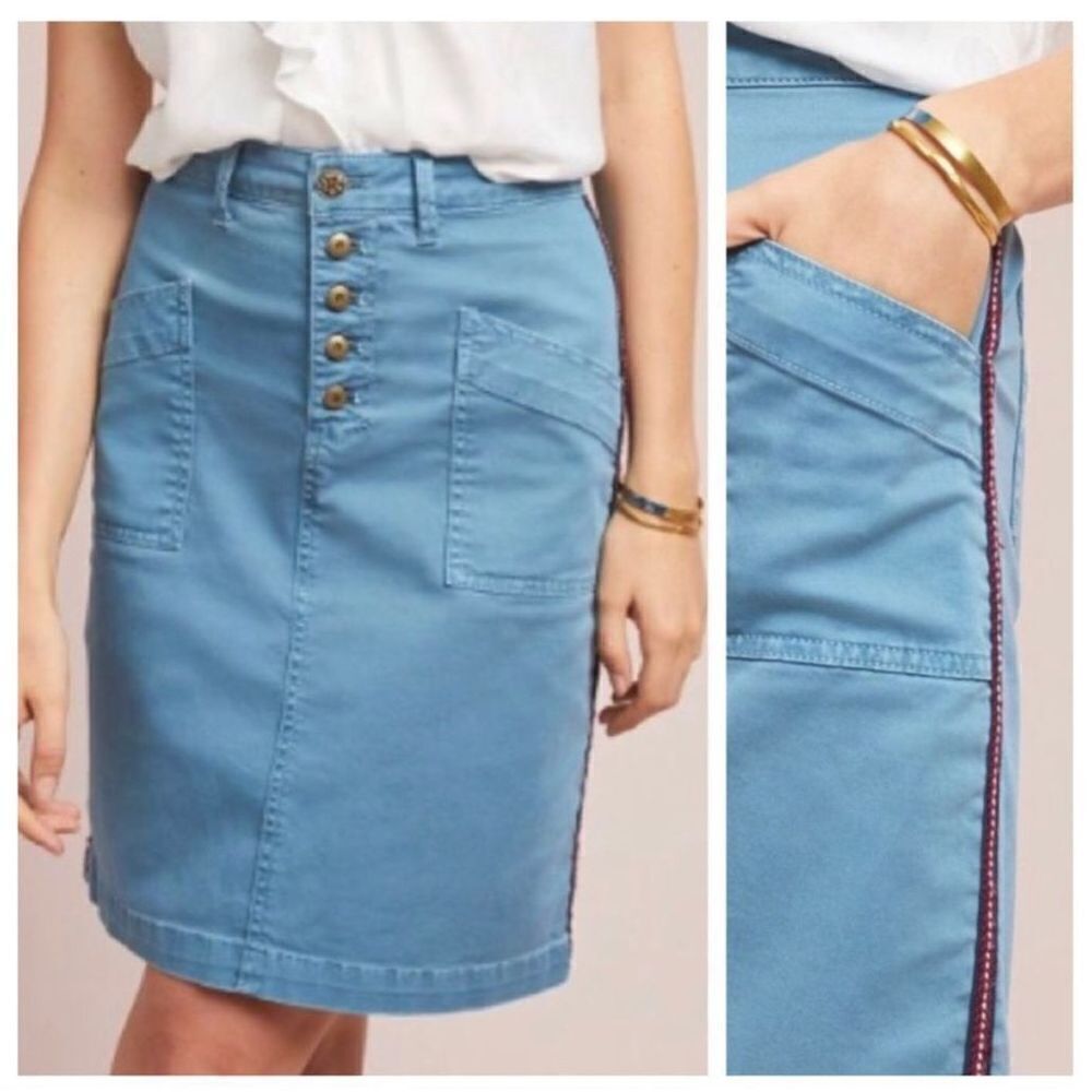 Pilcro and the Letterpress Denim Pencil Skirt Size 4